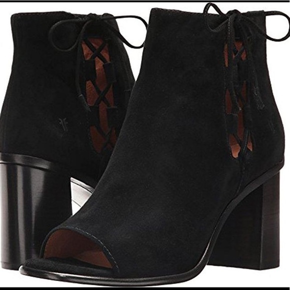 Frye Amy Side Ghillie Lace Up Peep Toe Bootie 8 - Picture 3 of 8